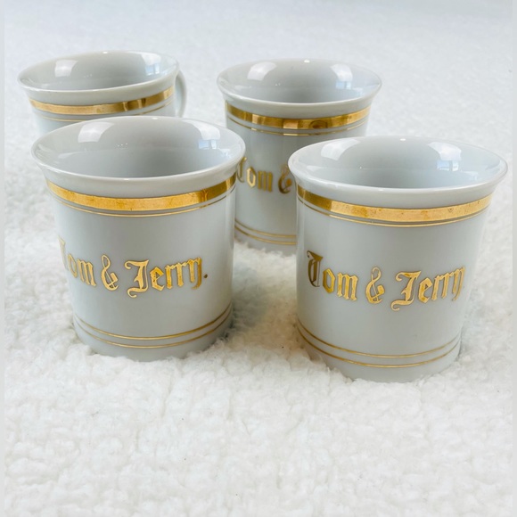 (VTG) TOM & JERRY • Set of 4 White and Gold Tea Cups - Picture 12 of 12